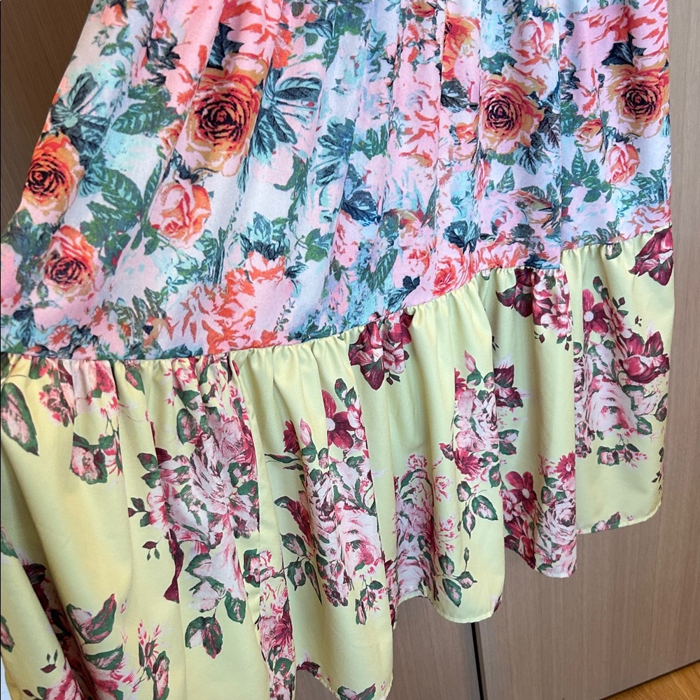 Free People Floral Tiered Maxi Dress in Yellow, Green and Blue - Picture 5 of 13